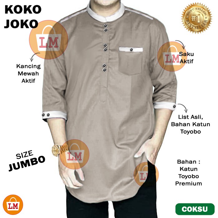 Baju Pria Muslim KOKO JOKO Bahan Katun Toyobo Premium Lengan Tanggung 3/4 TERBARU TERMURAH TERLARIS LMS 27050 27052 27054 27056