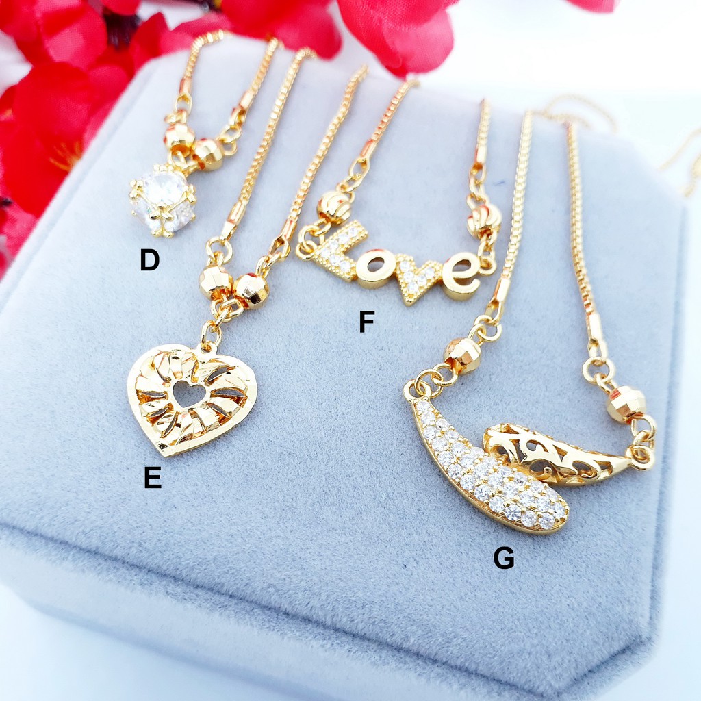 Kalung Koye Yaxiya Mata Putih Pink Lapis Emas Asli BN218 Kalung Koye Yaxiya Mata Putih Pink Lapis Emas Asli BN218