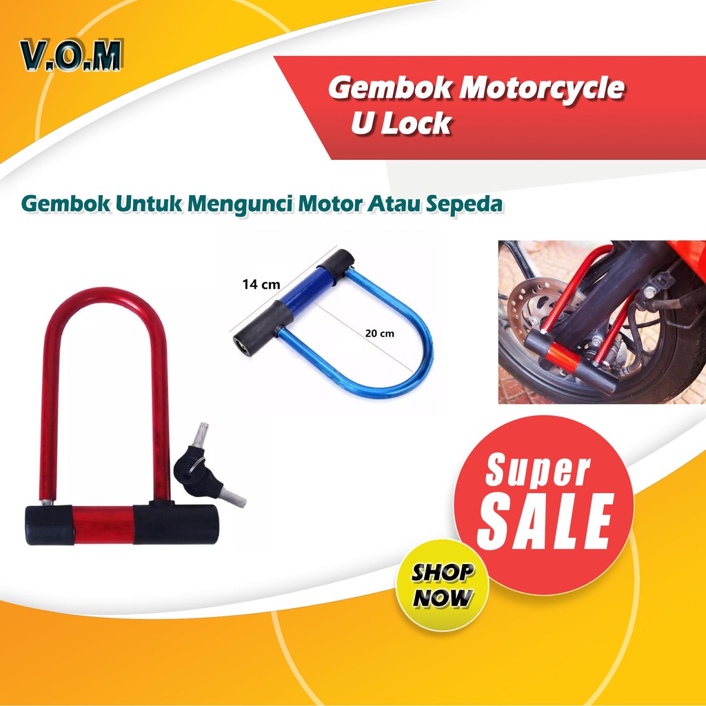 VOM Gembok Sepeda dan Motor Besar Motorcycle U Lock 0496