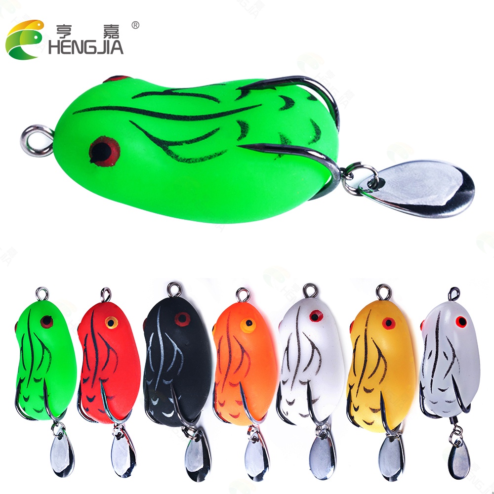 HENGJIA 6PCS Frog Umpan Pancing Katak Soft Fishing Lure 7g/9g Swimbait Ikan Bass Bait Kail with Spoon Tail