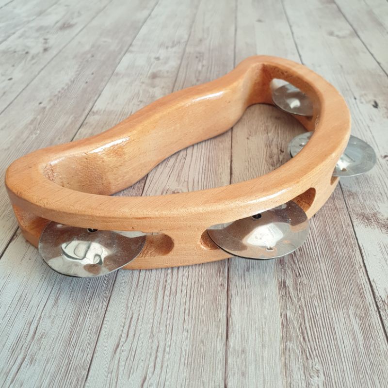 Alat Musik Tambourine Mainan Anak Tamborin Banyak Pilihan Bentuk Model Kecer Kecrek Icik Icik Bahan Kayu Natural