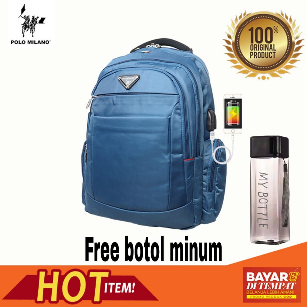 BIG SALE TAS IMPORT PRIA POLO MILANO - 88336 - RANSEL TERBARU FREE BOTOL - TAS ANTI AIR MURAH