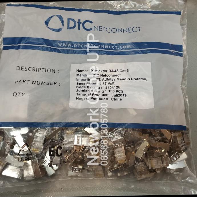 Berkualitas Konector Rj45 Cat.6 Besi/Plat Dtc Trendi