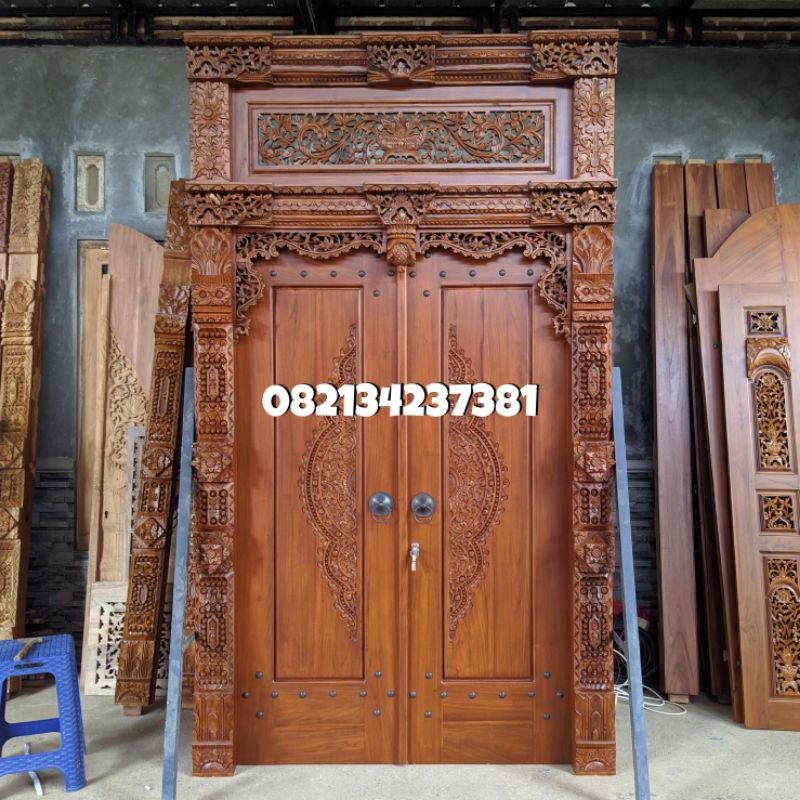 Gebyok Gapura | Gapura Gebyok Minimalis | Gebyok Relief | Pintu Ukir Relief Jati | Gapura 150 cm