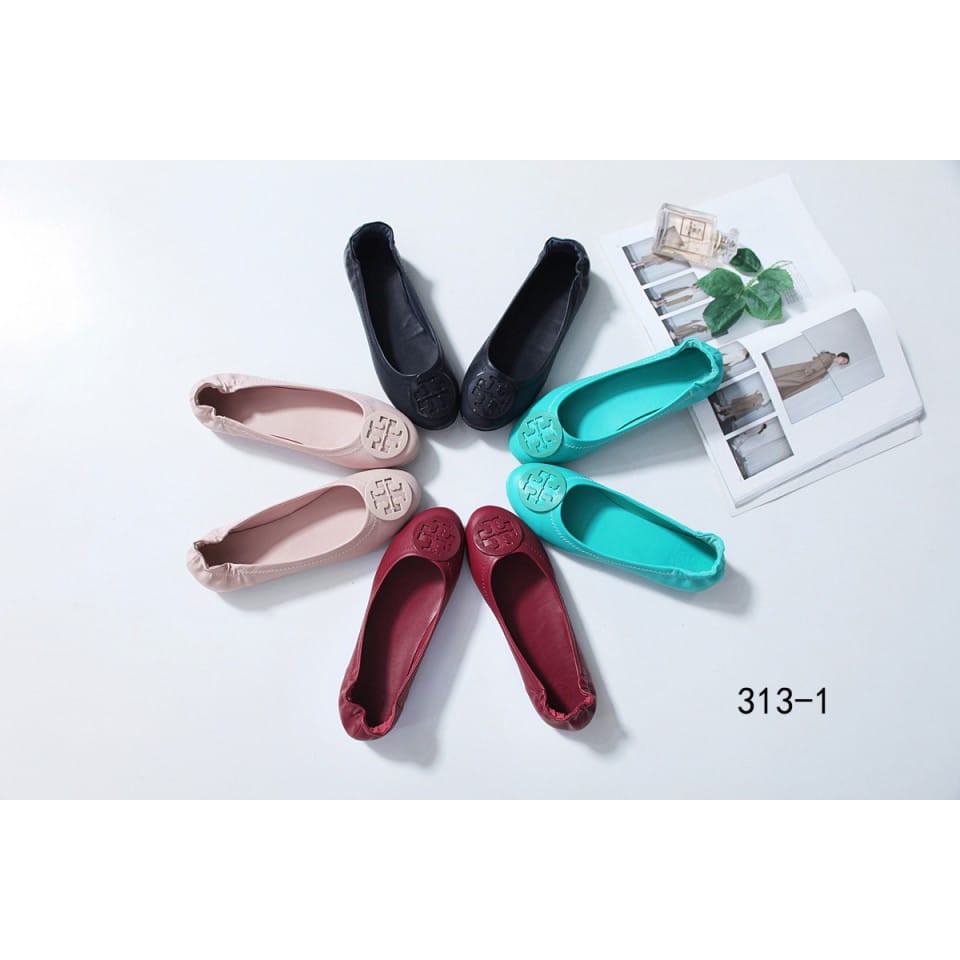 CK01 TO0RY 13URCH TRAVEL BALLERINA FLAT SHOES 313-1 SEPATU WANITA IMPOR