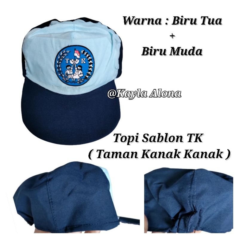 TOPI TK SABLON warna : Biru Tua + Biru Muda