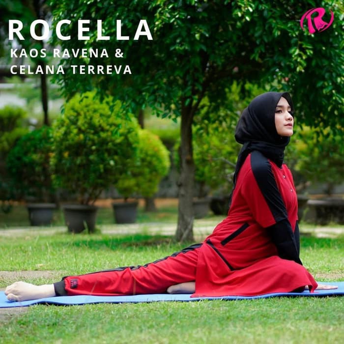 Jual Baju Olahraga Muslimah Rocella Kaos Ravena Lengan Panjang Dan Celana Training Terreva