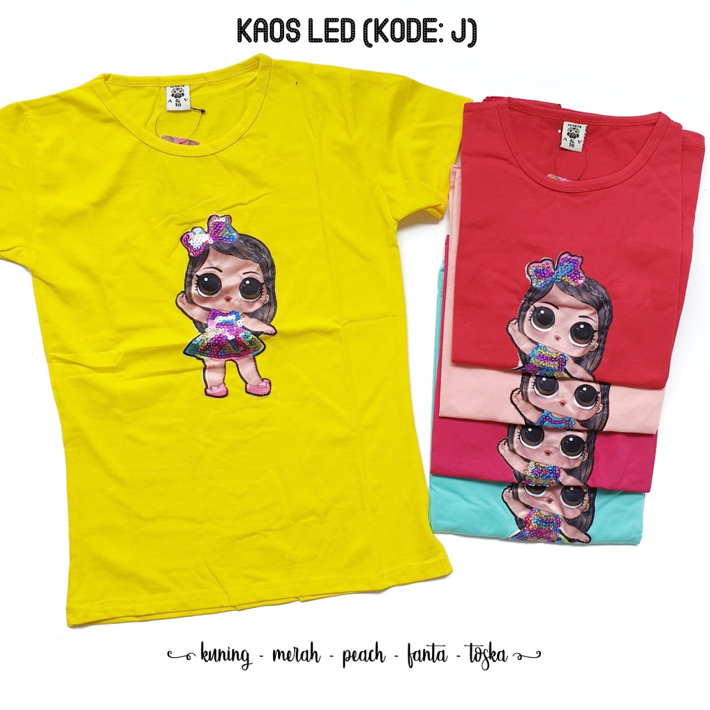 Kaos LED Anak motif LOL sz 16-20 (motif J)