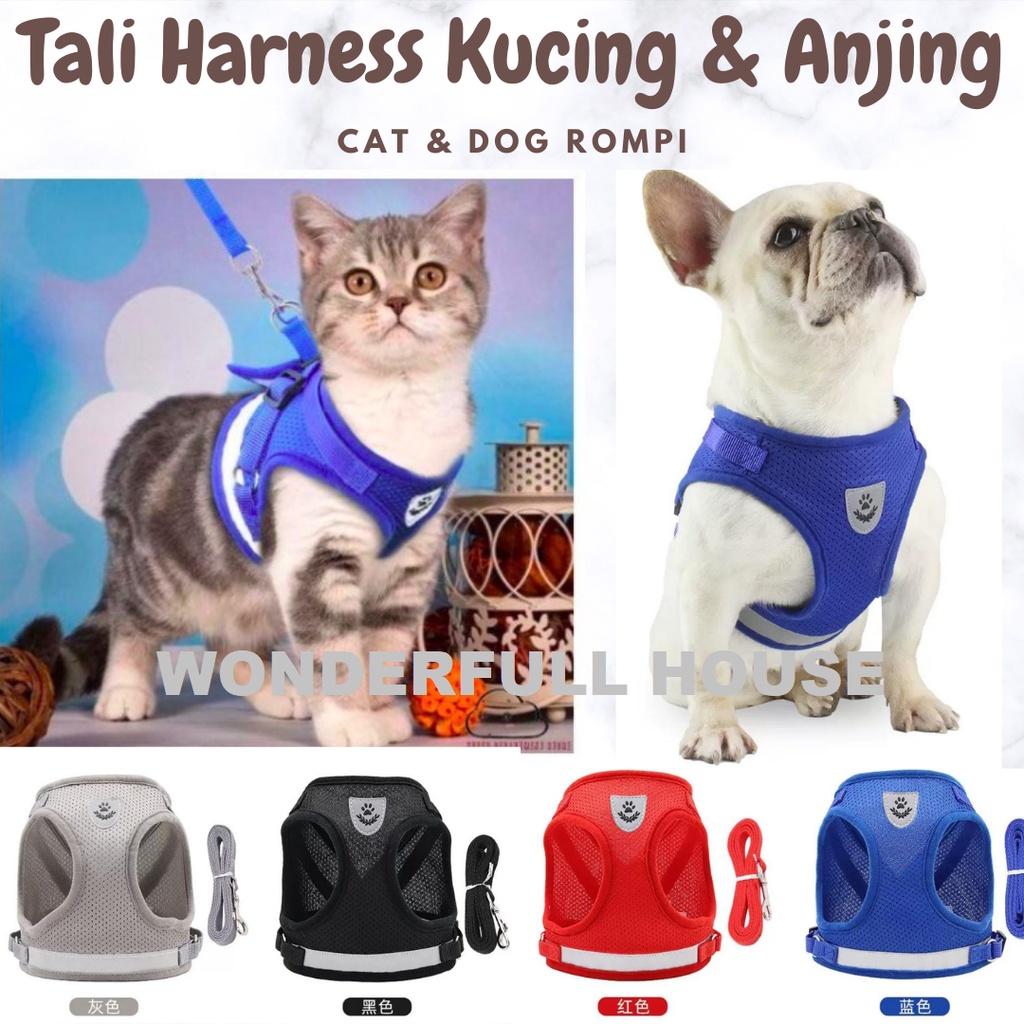 Tali Harness Kucing Anjing Tali Anjing Harness Cat Rompi Kucing