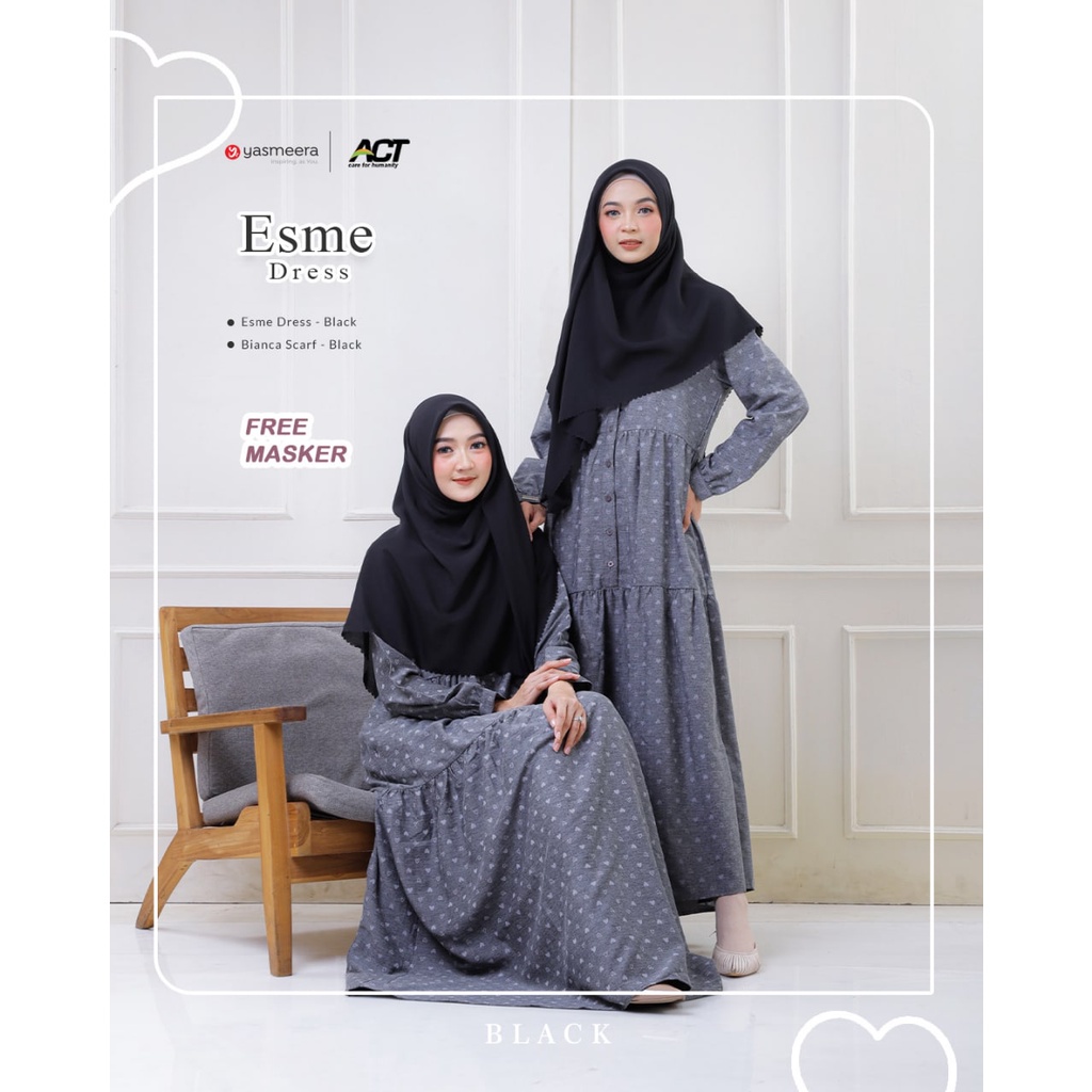 YASMEERA  Esme Dress | GAMIS WANITA DEWASA | Gamis Premium | Dress | Baju Muslim | Baju Lebaran | Be