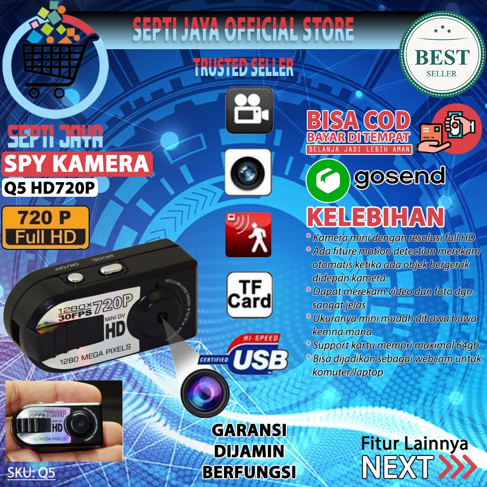 Q5 Kamera Mini DV 12 Mega Pixel Spy Cam Camera Super Mini Thumb 12mp 720p Recording Foto Video Audio