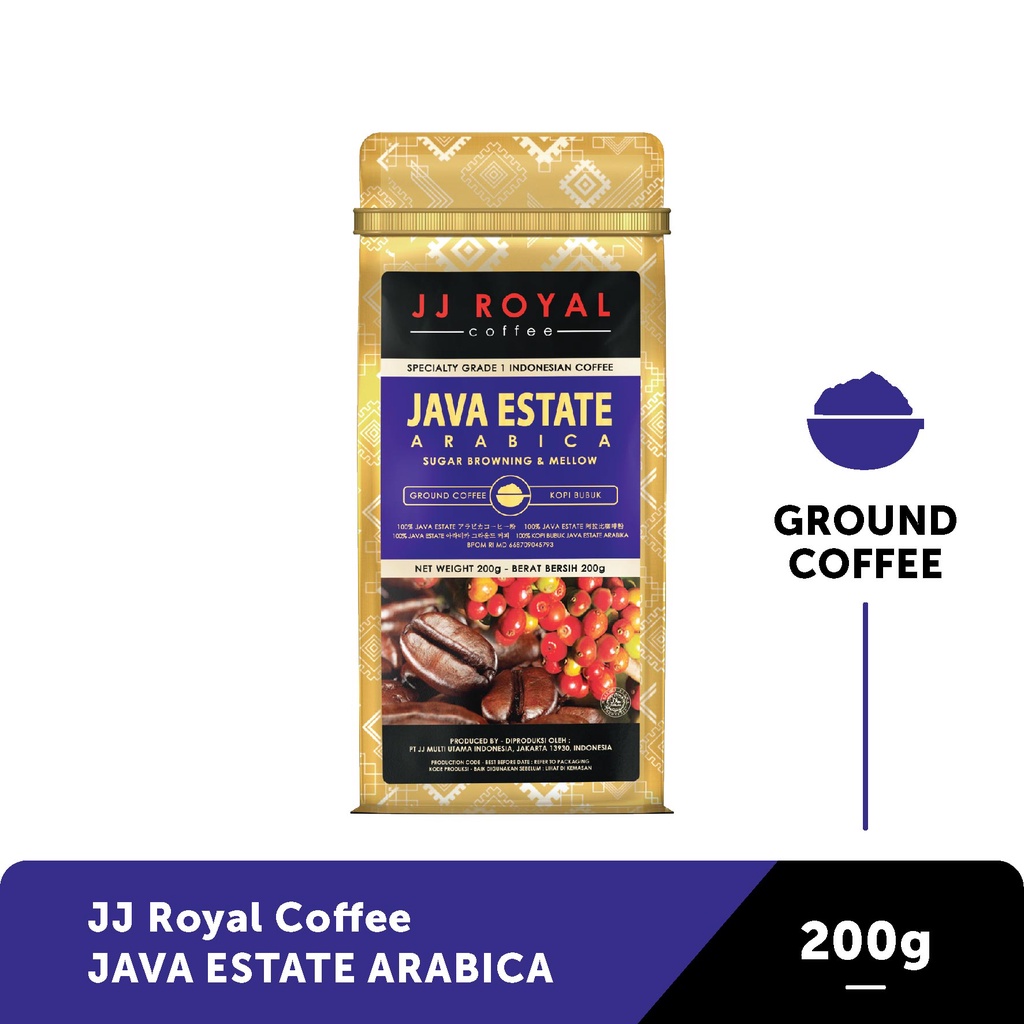 

JJ Royal Coffee Java Estate Arabica Ground (Kopi Bubuk) Bag 200g