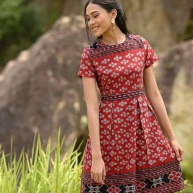 Dres tenun motif cepuk premium