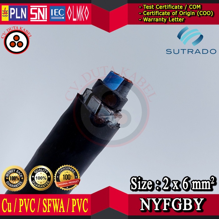 Kabel NYFGBY 2x6 mm2 SUTRADO /2 x 6 mm2/2x6mm2/2x6 mm/2x6mm/2x6mm