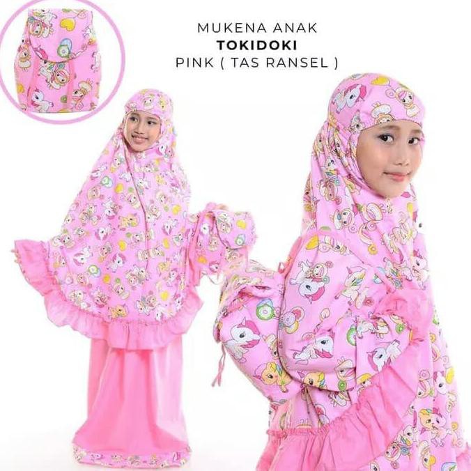Mukena Anak Tokidoki Pink Tas Ransel Size Xxl