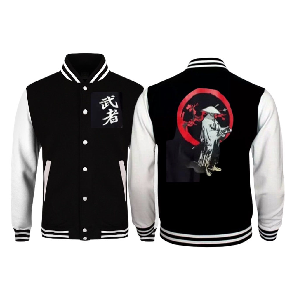 Sasuke&gt; Jaket Bisbol Samurai Pria Jepanese Jumper Bisbol Samurai Motif Jepanese Flecee Full Sablon Unisex