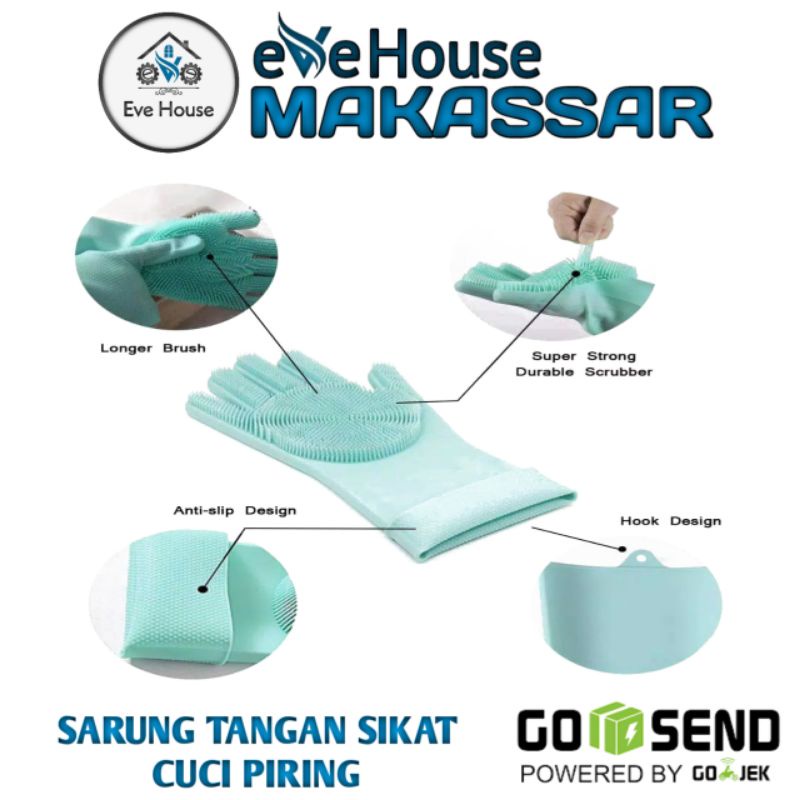 Makassar V44 Sarung tangan silikon sikat cuci piring silicone serbaguna anti air