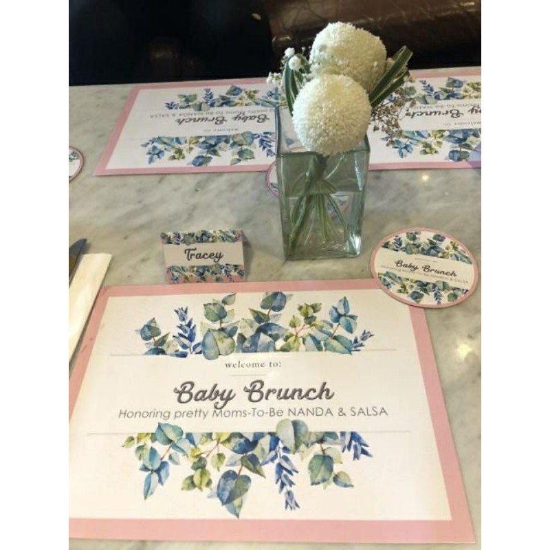 Pink Square dekorasi meja table decor bridal shower / baby shower