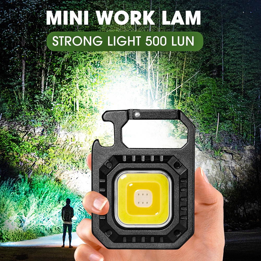 Lampu Senter LED COB 4 Mode Super Terang USB Rechargeable + Pembuka Botol Multifungsi