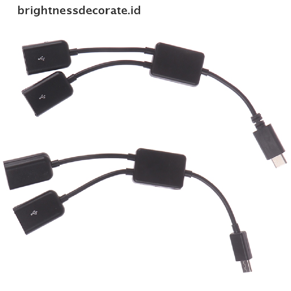 (Birth) Adaptor Splitter Kabel Micro Usb / Tipe C Ke 2 Otg Female