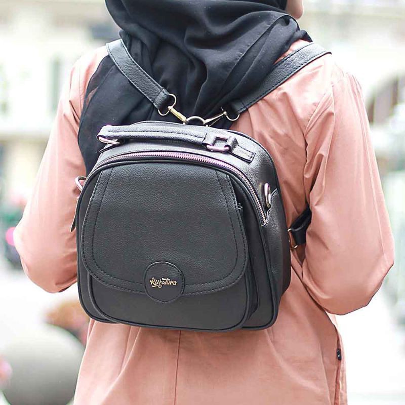 Tas punggung mini wanita backpack casual kuliah kerja bahan premium original garansi - hitam / black