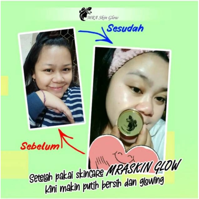 Paket Cream Pemutih Wajah Permanen Aman Cepat by MRASKIN GLOW / MRA SKIN GLOW / BISA ECER ORI 100%