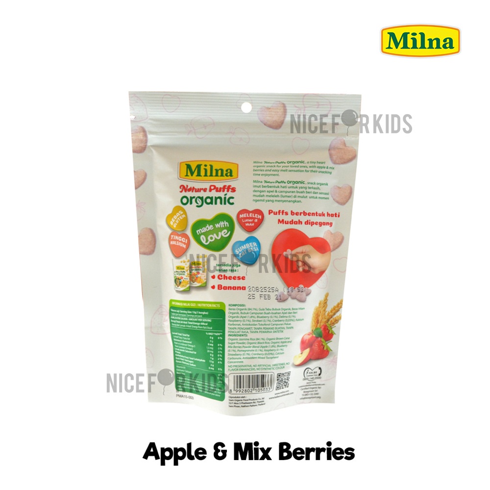 MILNA Nature Puffs Organic 8+ 15gr / Milna Puff Cemilan Bayi Organic