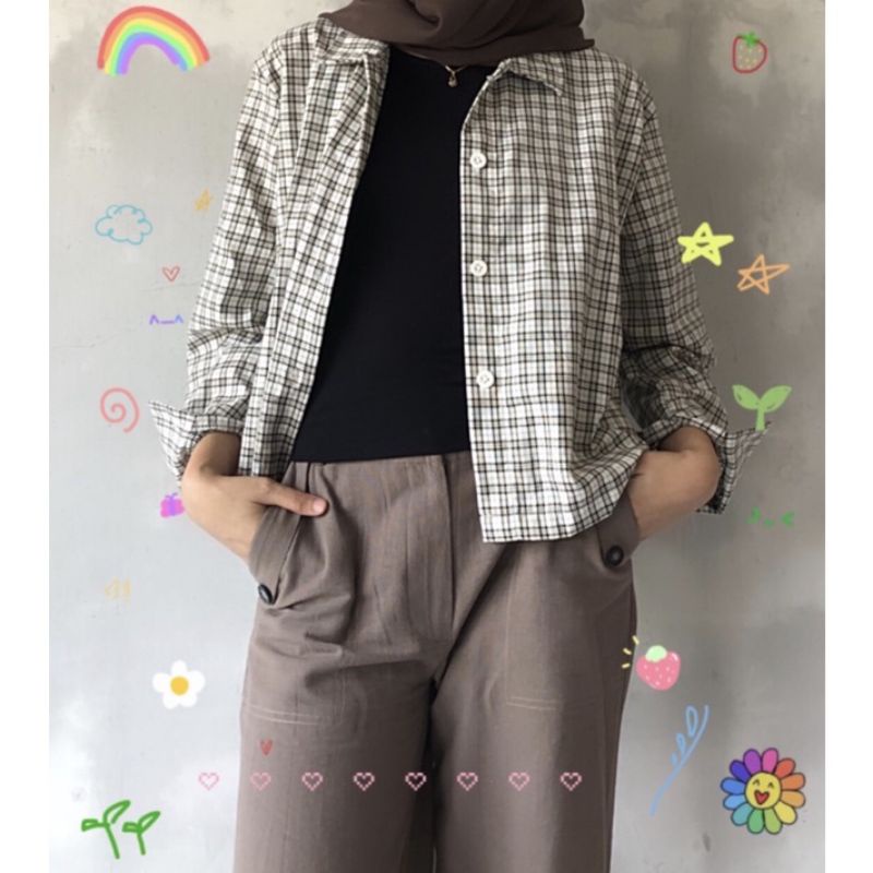 KEMEJA TARTAN CROP / OUTER CROP TERBARU / KEMEJA WANITA KEKINIAN-3