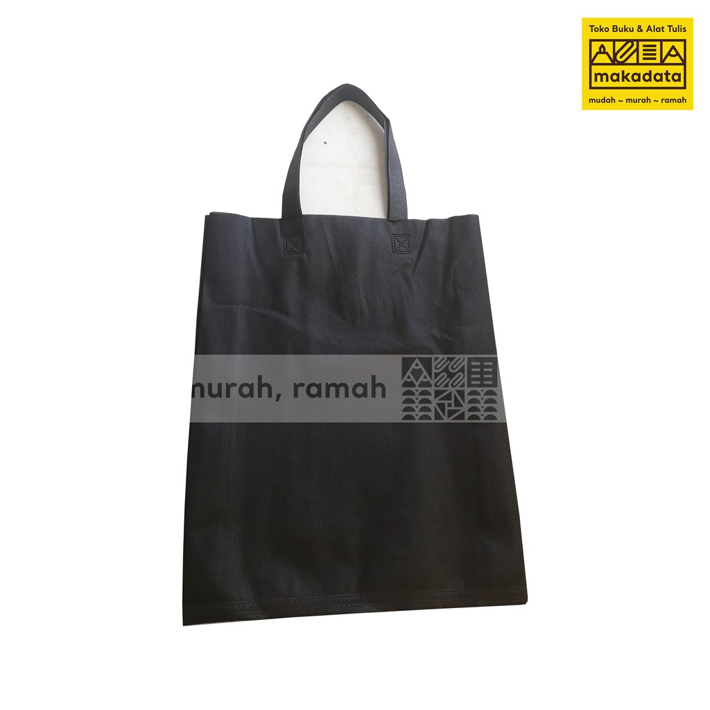 GOODIE BAG | TAS SPUNBOND WARNA HITAM POLOS 40 X 30 MURAH