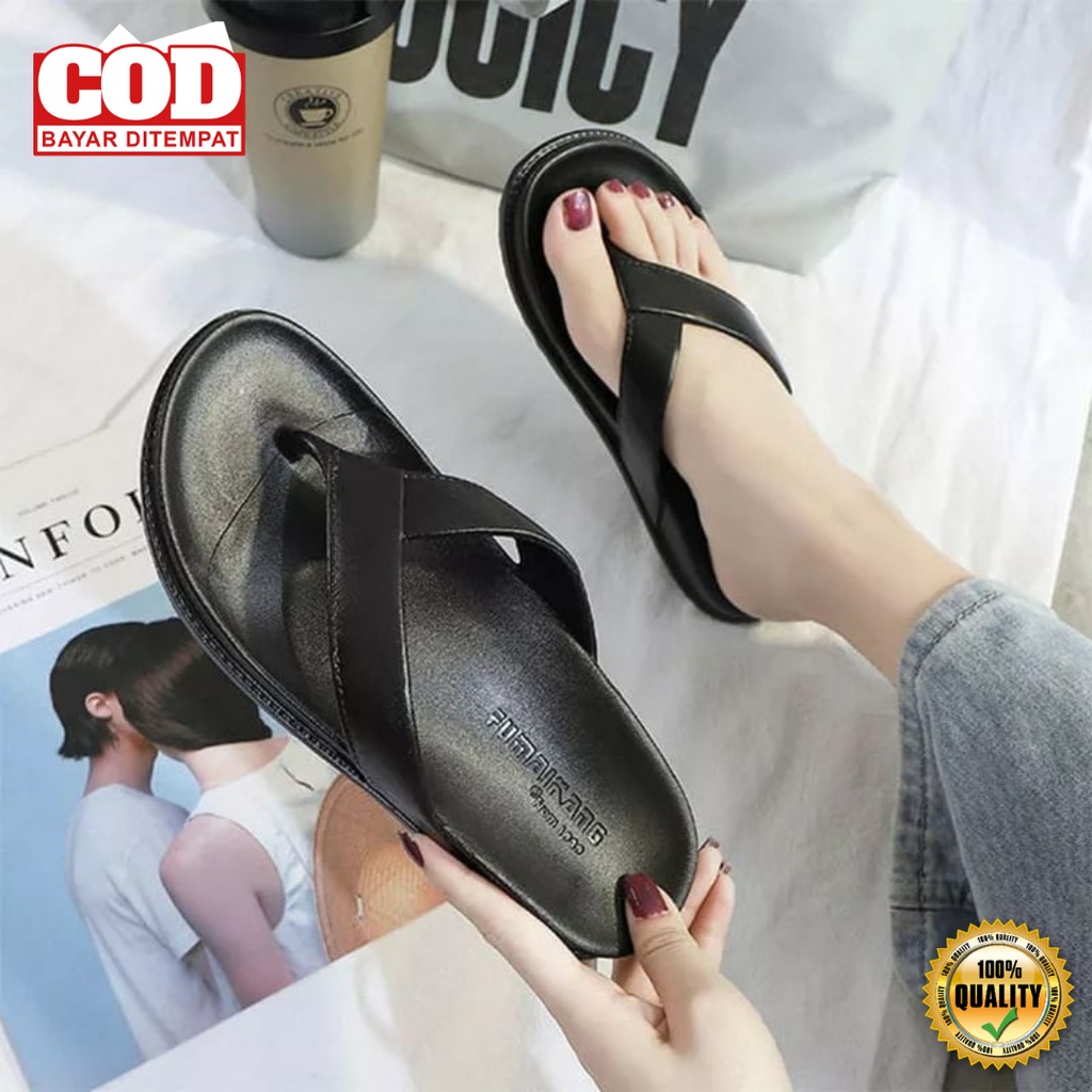 COD Sandal Prison Korean Black Style Pria &amp; Wanita Model Elegan Original