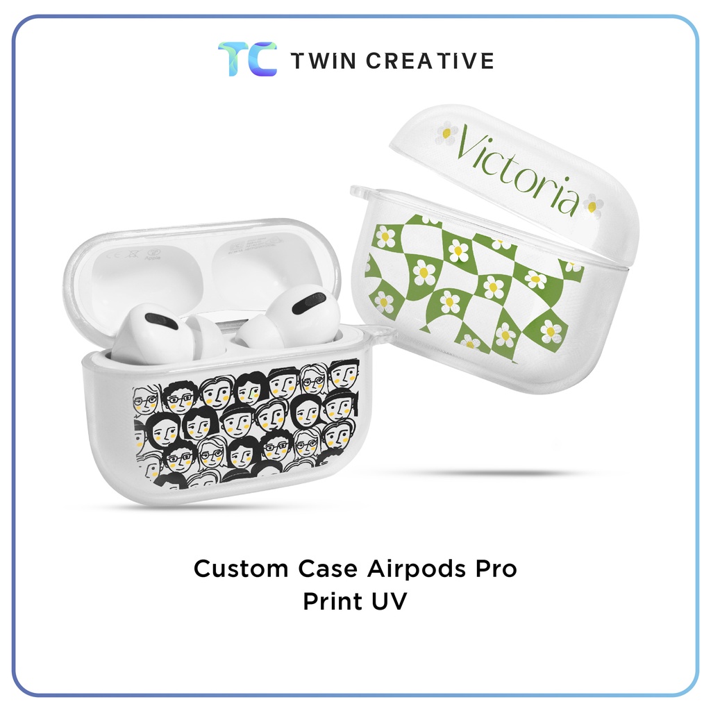 Custom Desain Case Airpods Pro Transparan Doff Print UV - Casing Silicone Pelindung Earphone