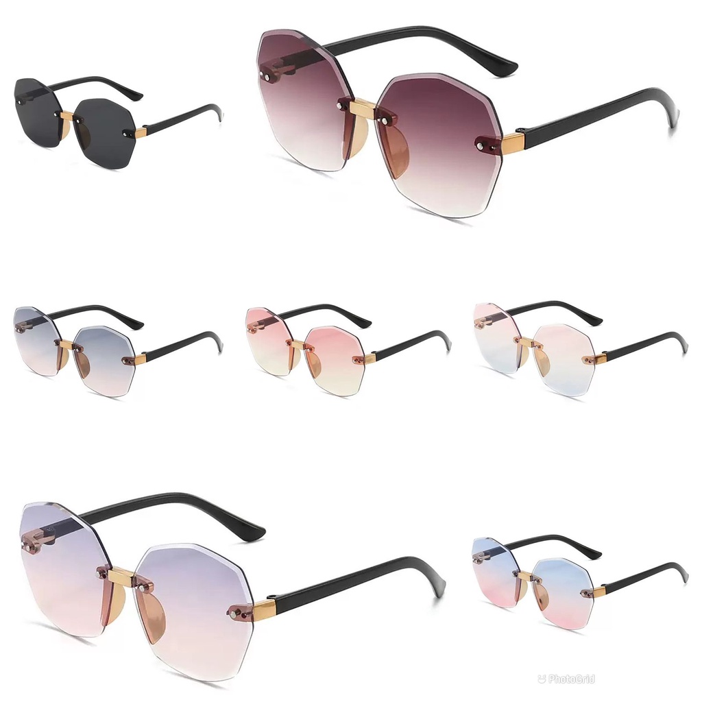 LDS KC03 Sunglasses Kacamata Hitam/Gradien Bentuk Hexagram No frame Women Fashion Anti Radiasi New Arrival Import