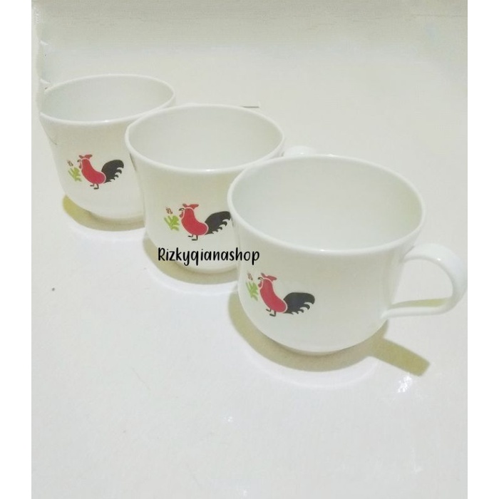 3 Pcs Cangkir Kopi/Gelas Kopi Cap Ayam Jago/Gelas Plastik/Gelas Minum