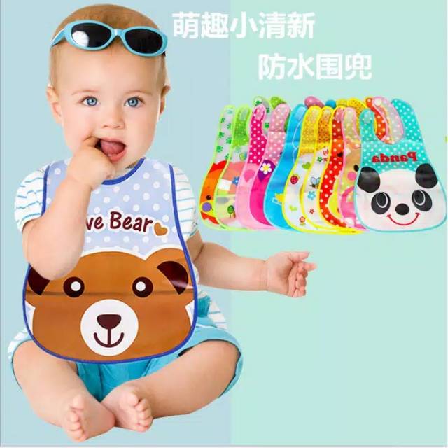 Slabber Plastik / Slaber Waterproof Baby / Celemek Makan bayi / Anti Air