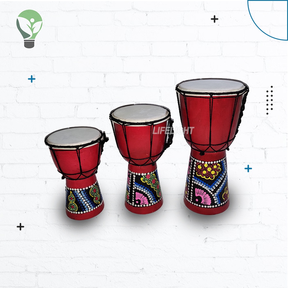 Jimbe Tinggi 25cm / Gendang Anak Kulit Sapi / Alat Musik Tradisional Ukuran Sedang Untuk Anak-Anak /
