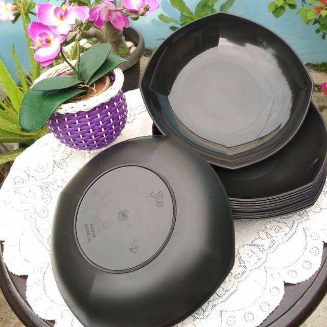 PROMO 1 LUSIN Piring Plastik Mangkok Mangkuk Plastik DG Ware / Jitu, Food Grade BPA Free, Anti Pecah