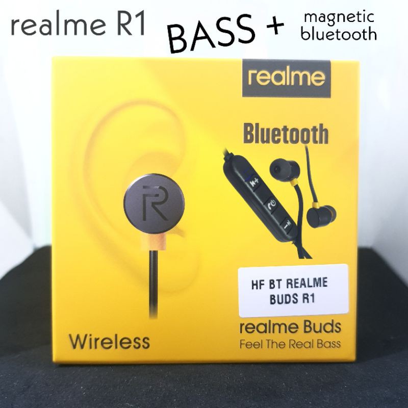 [COD] headset bluetooth Realme R1 BASS PLUS  - wireless magnetic earphone cocok untuk gaming hedset