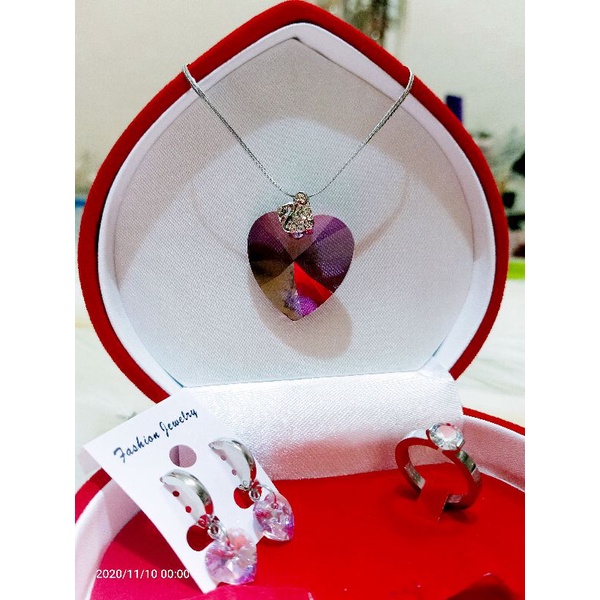 Swarovski Original Warna Ungu 1 Set Kalung