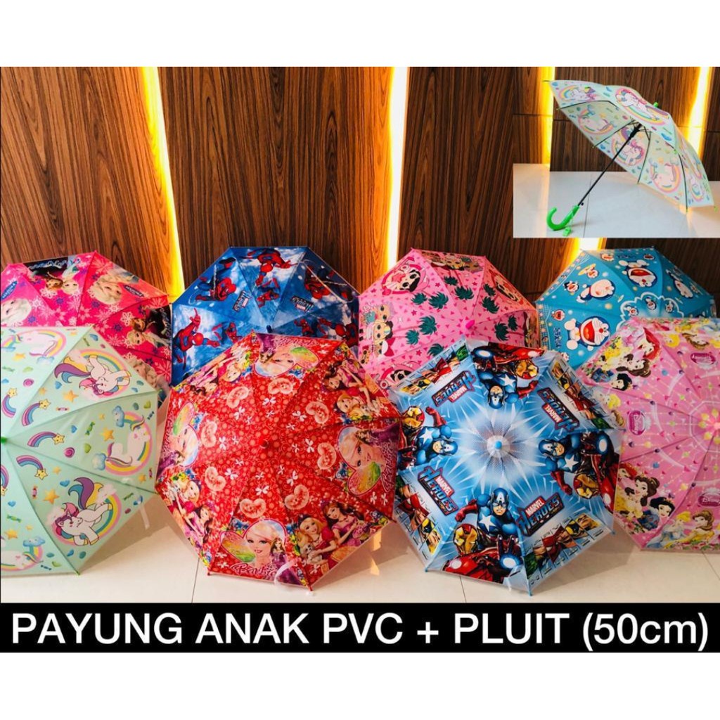 PAYUNG ANAK KARAKTER KARTUN BONUS PLUIT / PAYUNG LIPAT ANAK