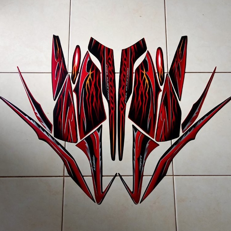 promo/stiker striping motor vixion old 2010 hitam merah