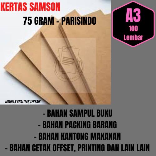 

Kertas Samson A3 75 gr 1 pack isi 100 lembar / Kertas Coklat / Samson
