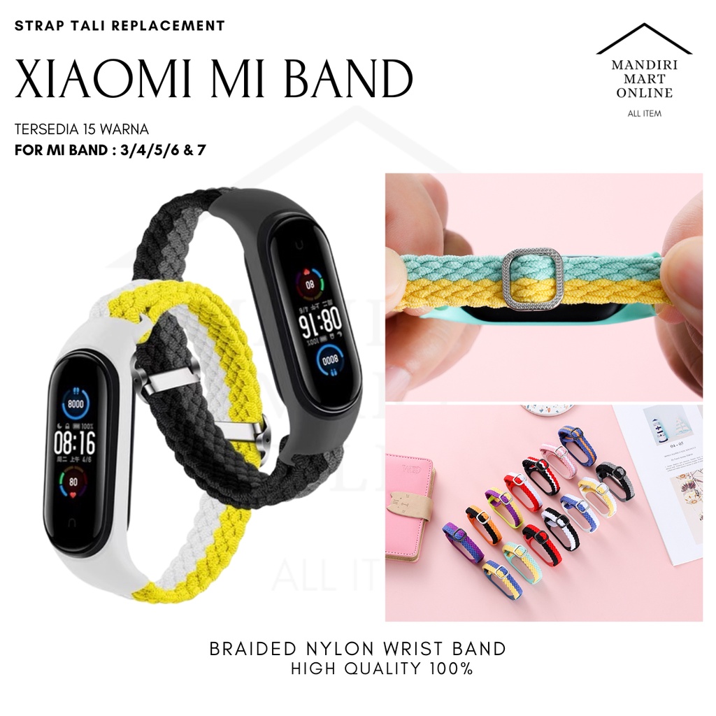 Strap Xiaomi Mi band 7 6 5 4 3 Braided Nylon Wrist Band  / Tali Pengganti Miband 3/4/5/6/7 Nilon