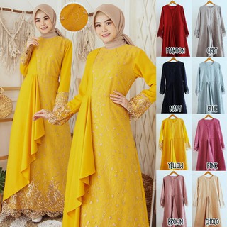  Dijamin RealPict Gamis Mafaza Brokat  TilLe Bordir  Maxi 