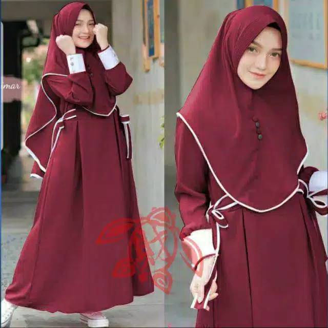 DRESS Nessa + Khimar Bahan Moscrepe