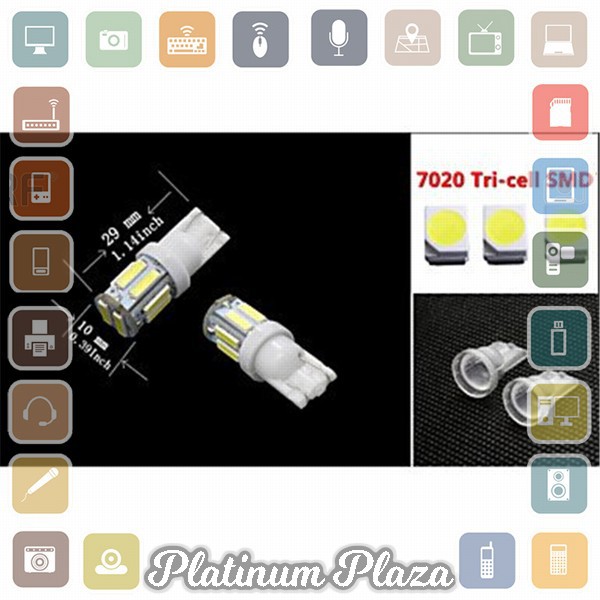 JIAMEN Lampu Mobil Headlight LED T10 W5W SMD 7020 2 PCS - PN-RGB - White`R0D11J-