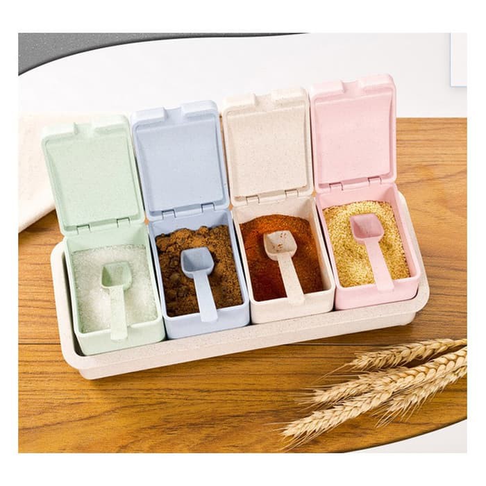 

Rak Bumbu 4 in 1Tempat Bumbu SerbagunaTempat Garam Gula Rak Dapur