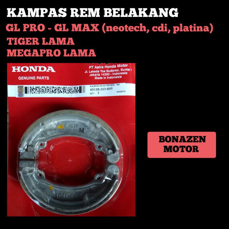 Kampas Rem Belakang GL Pro GL MAX neotech cdi platina Tiger MegaPro Lama / Firodo / ORI HONDA