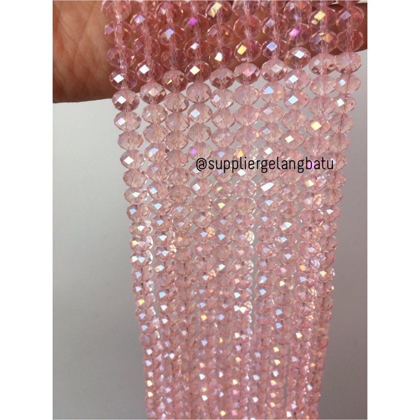 Crystal Ceko Doff 8mm PINK BENING aksesoris beads manik quartz kuarsa bahan gelang kalung olshop