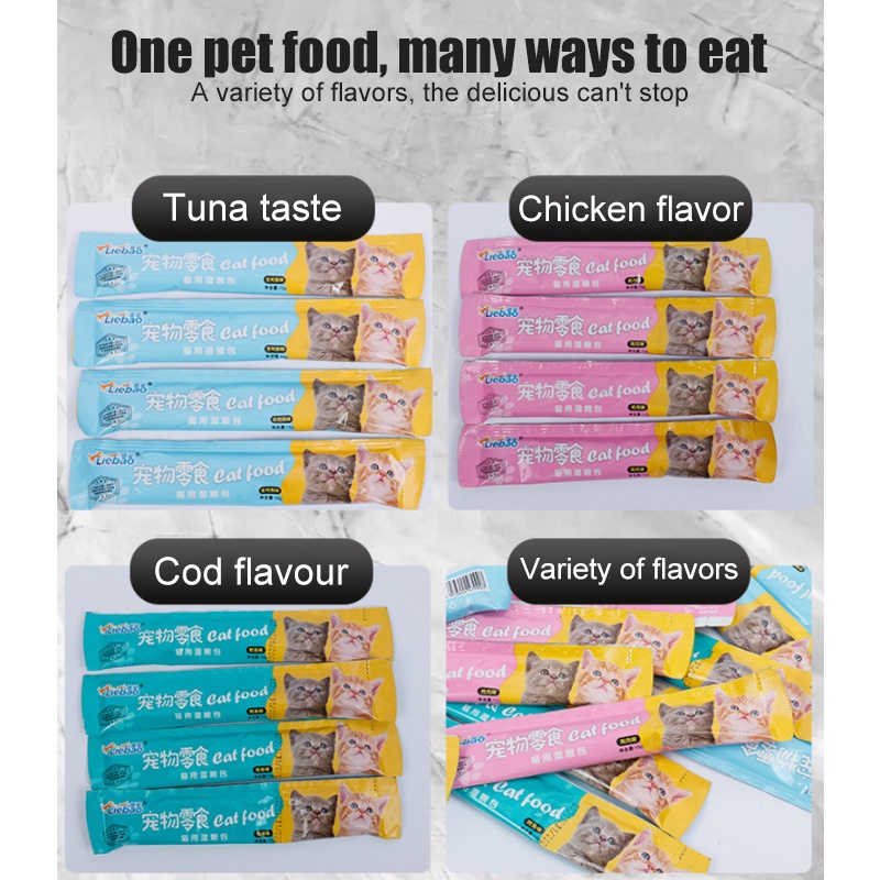 【Beli 10 Gratis 3】Snack Kucing Snack Hewan Peliharaan 15g/Strip Snack Pengemukan Kucing Pelengkapa Hewan Peliharaan