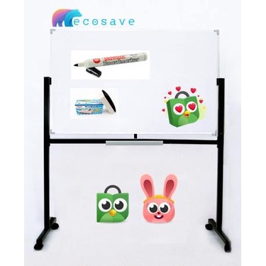 

Whiteboard NonMagnet Double Face 90 x 120 cm Papan Tulis Murah EcoSave